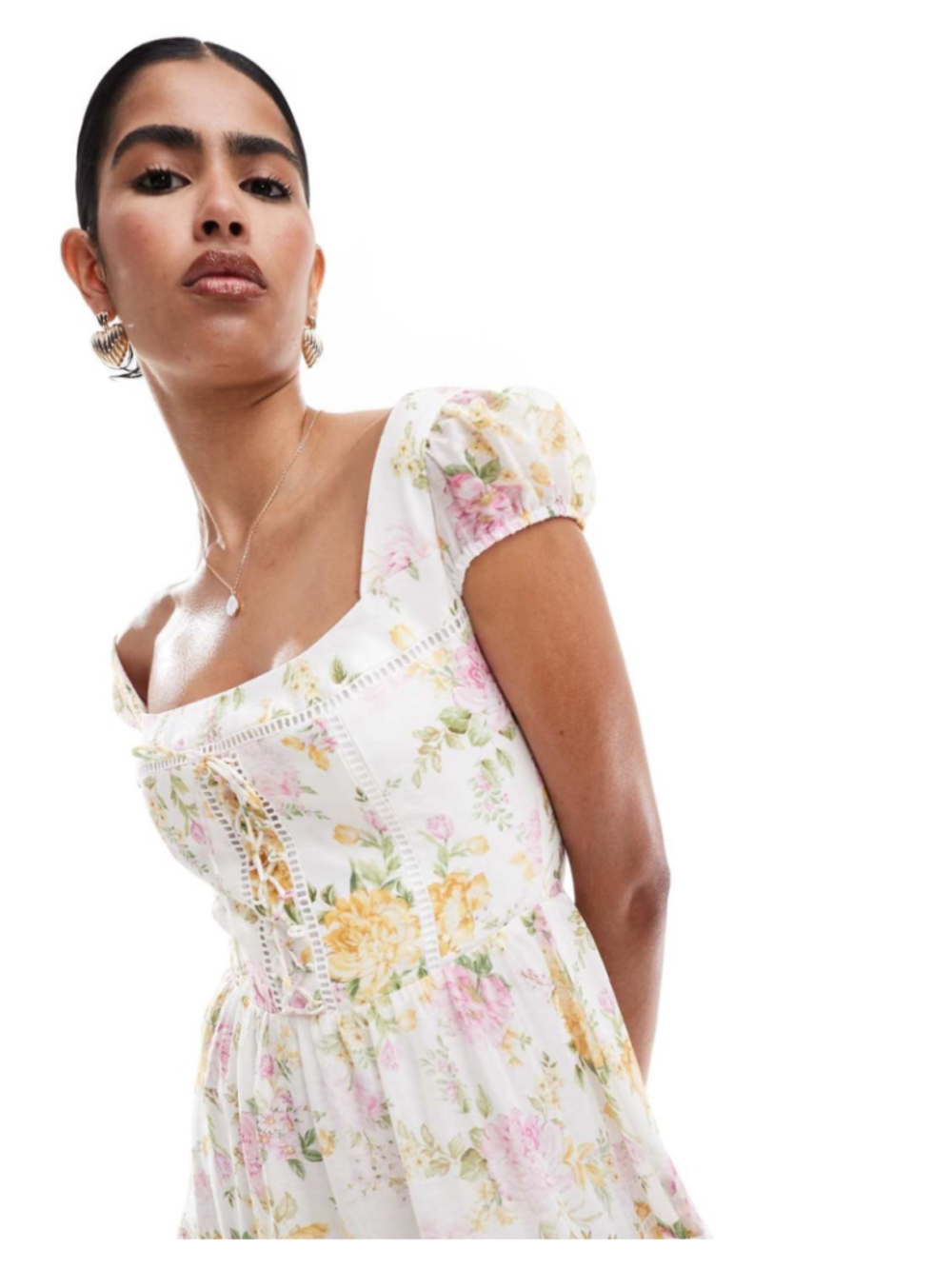 Ever New Romana CottageCore Tiered Floral Puff Sleeve Maxi Dress Size 12 Boho - Picture 5 of 16
